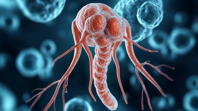 Microscopic View of a Trypanosome Parasite