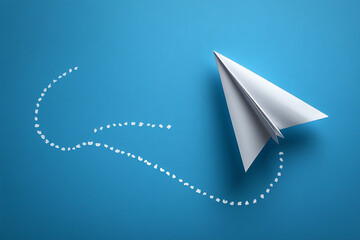 paper plane with a pathway. motivational,  copy space , isolated, free space 