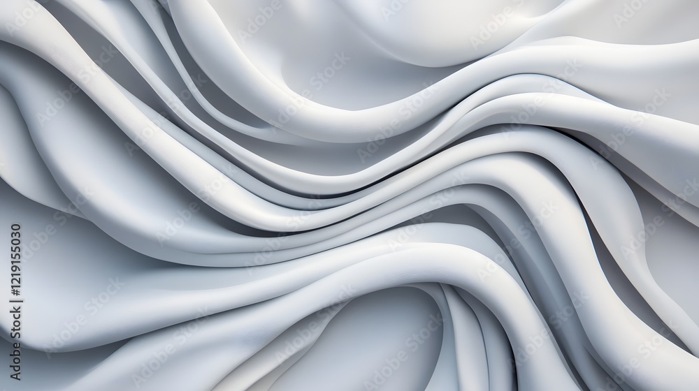 Poster flowing white abstract lines on light gray gradient symbolizing modern design
