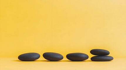 Zen Stones on Yellow Background- Minimalist Spa Image
