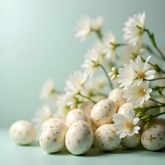 Fototapeta premium easter eggs with flowers