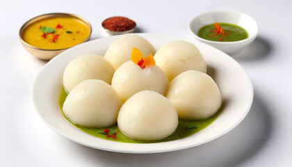 Rasgulla: Delicious Indian Dessert on a White Background