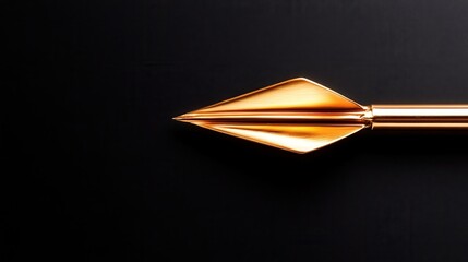 A detailed shot of a reflective golden arrow against a textured black surface, illustrating themes of design, ambition, and modern aesthetics in a captivating way.