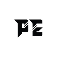 PE monogram logo design letter text name symbol monochrome logotype alphabet character simple logo