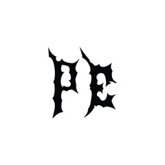 PE monogram logo design letter text name symbol monochrome logotype alphabet character simple logo