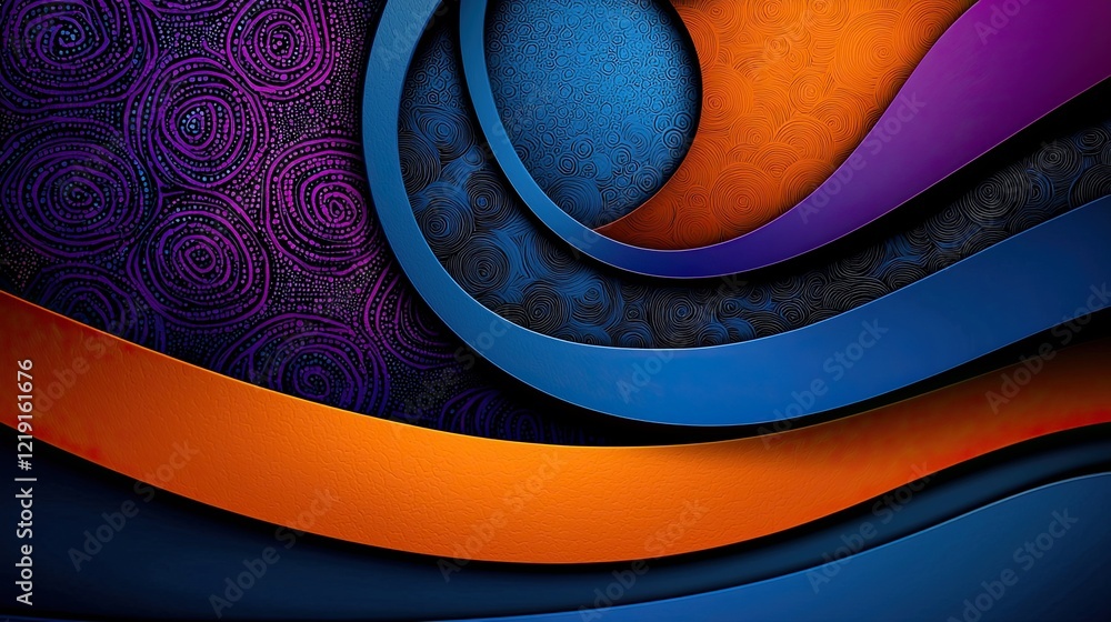 Poster abstract glowing illustration with colorful waves and intricate patterns