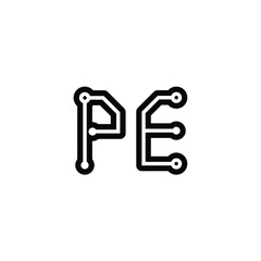 PE monogram logo design letter text name symbol monochrome logotype alphabet character simple logo