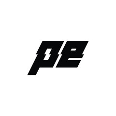 PE monogram logo design letter text name symbol monochrome logotype alphabet character simple logo
