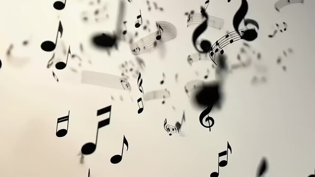 Abstract Whimsical Dance of Musical Notes in Motion