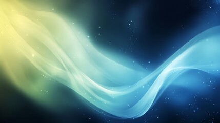 Abstract Blue Green Wave Design With Glowing Particles