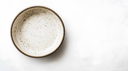 Empty Speckled Ceramic Bowl on a White Background