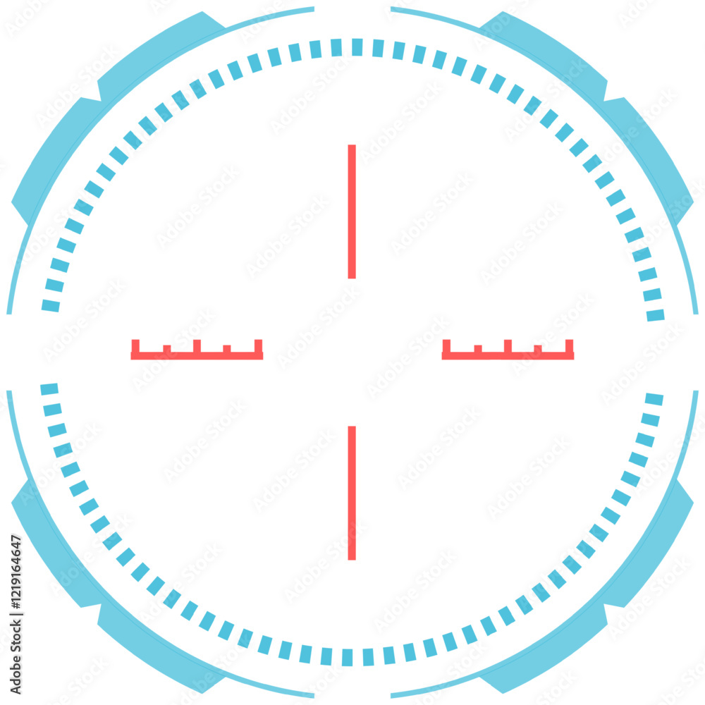 Poster futuristic circular sniper scope featuring a crosshair targeting system interface, delivering precis