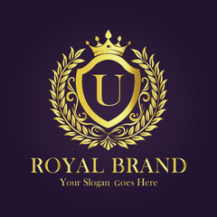 Luxury Gold Monogram Logo - Letter U