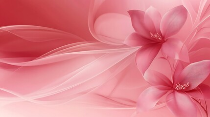Delicate Pink Flowers and Flowing Abstract Design