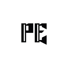 PE monogram logo design letter text name symbol monochrome logotype alphabet character simple logo