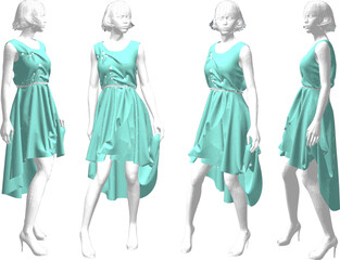 vector illustration of mannequin statue design with fashion clothes for display in a clothing store window   