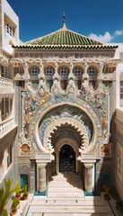 Obraz premium Tunisia, Sidi Bousaid, sunny day, few people, details, architecture