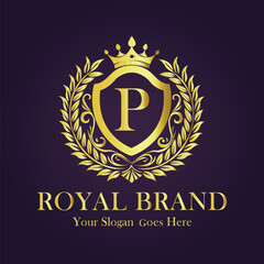Fototapeta premium Luxury Gold Monogram Logo - Letter P