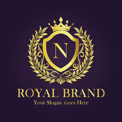 Luxury Gold Monogram Logo - Letter N