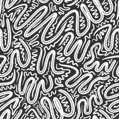 Abstract wave vector pattern. Funky summer decor. Vintage ornamental graphic print. Scribble line textile texture.