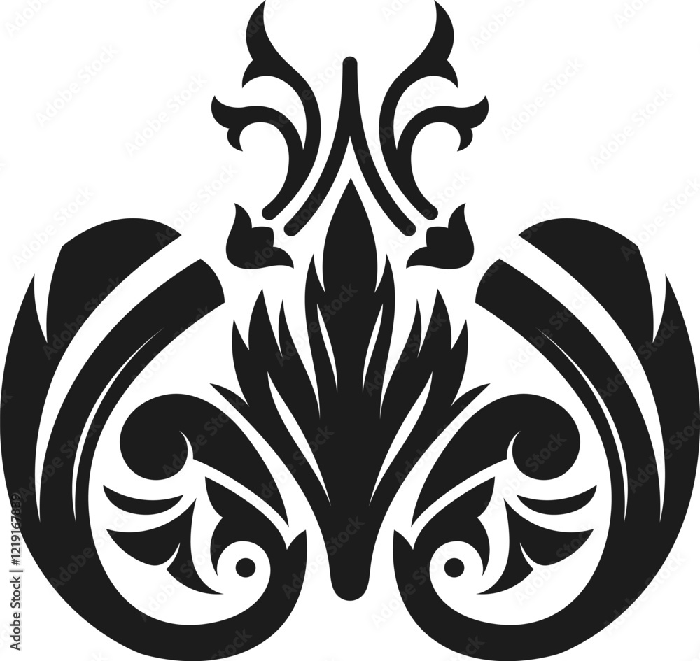Poster this intricate damask pattern showcases stylized floral motifs and elegant curves, creating a sophis