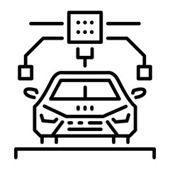 A linear style icon depicting additive car printing 