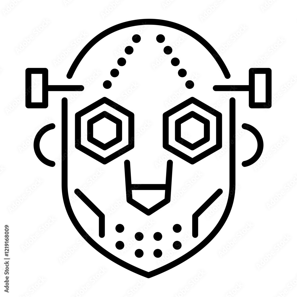 Poster Outline icon depicting additive mask design 