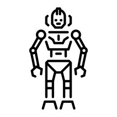 Robot character linear style icon