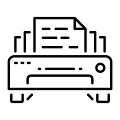 Linear style icon depicting a printer machine 