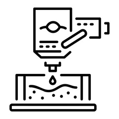 Linear icon of resin pouring in mould