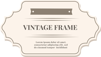 Classic vintage frame design featuring ornate details and a central text placeholder. Ideal for invitations, labels, or decorative purposes. Timeless elegance with a retro aesthetic