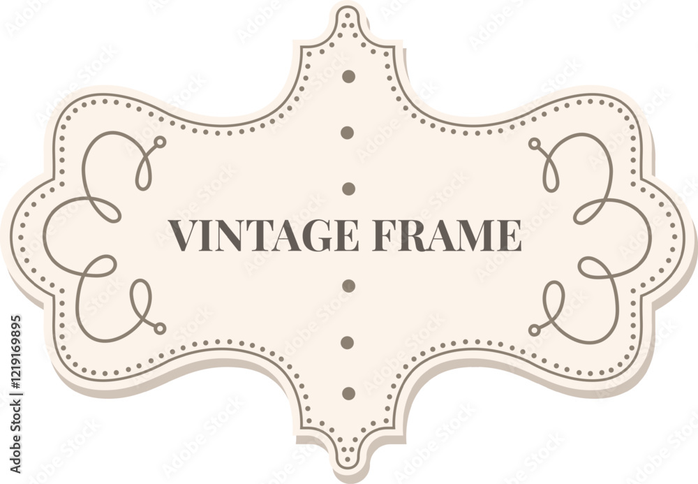 Poster vintage frame featuring intricate swirls and delicate dots, creating an elegant design ideal for inf