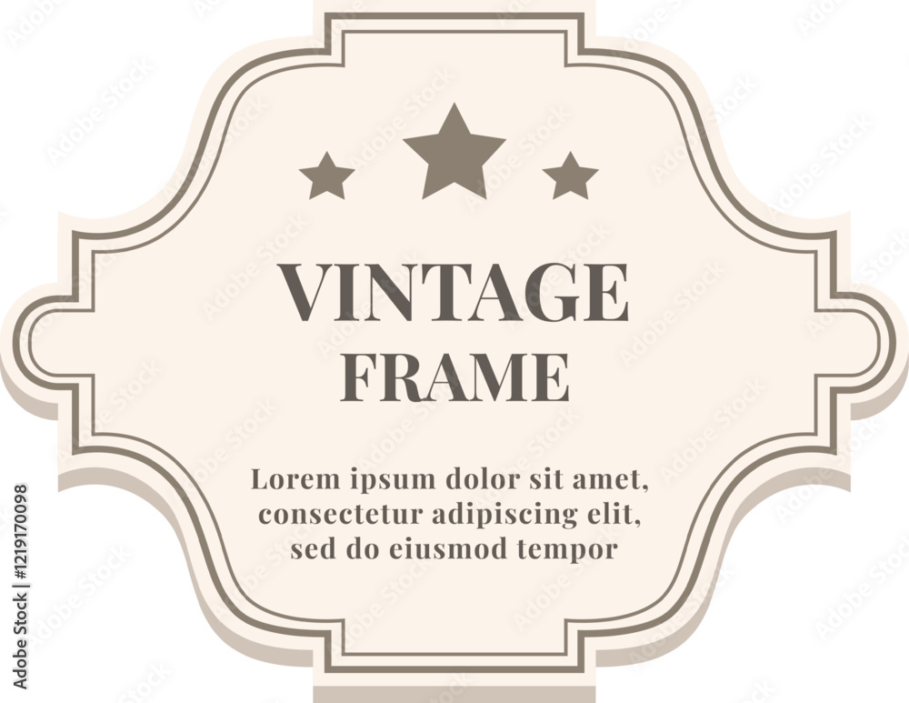 Poster vintage frame featuring three stars and an elegant border, providing a perfect backdrop for sample t
