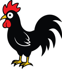A Colorful Cute Rooster vector design, Cute Rooster silhouette vector illustration, Cute Rooster vector icon