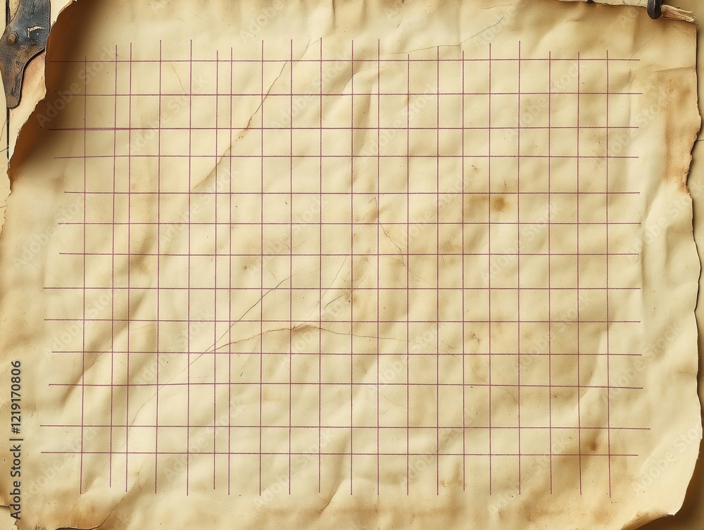 Poster vintage paper background with grid pattern. aged paper texture shows signs of wear, tear. suitable f