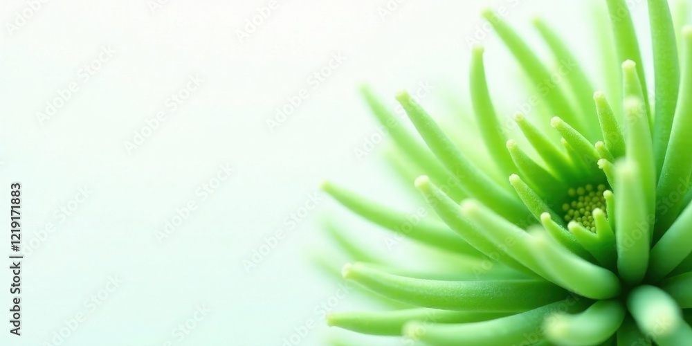 Aufkleber close-up view of a vibrant green plant with delicate, elongated petals radiating outwards from a cen