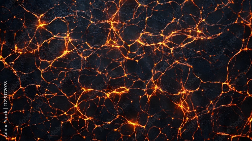 Poster radiant neural network on dark abstract backdrop showcasing intelligence