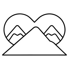 Outline Art Mountain Enclosed by a Heart
