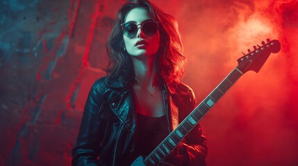 Revealing the Rock Star Within: Young Woman Embracing Alter Ego in Moody Urban Setting