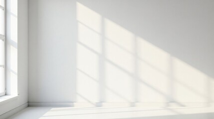 Obraz premium Sunlight Illuminates an Empty Room with a Window, Creating Soft Light and Shadows on the Walls