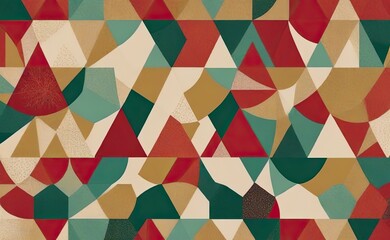 A dynamic abstract geometric pattern featuring a kaleidoscopic arrangement  in vibrant shades