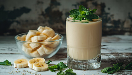 Banana Smoothie on a wooden table