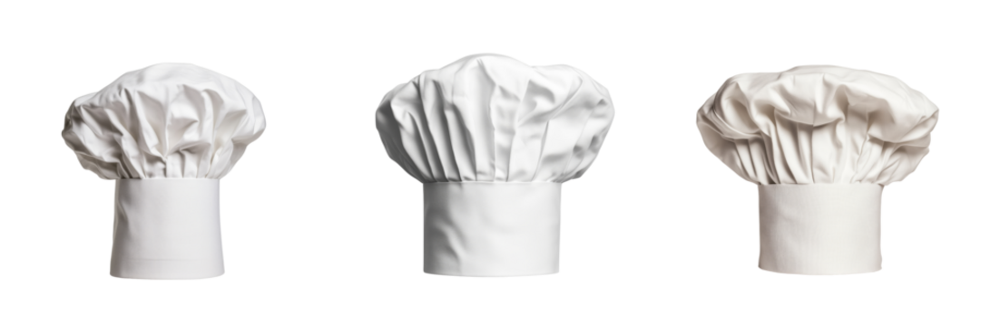Top view of chef hats - culinary accessories on transparent background