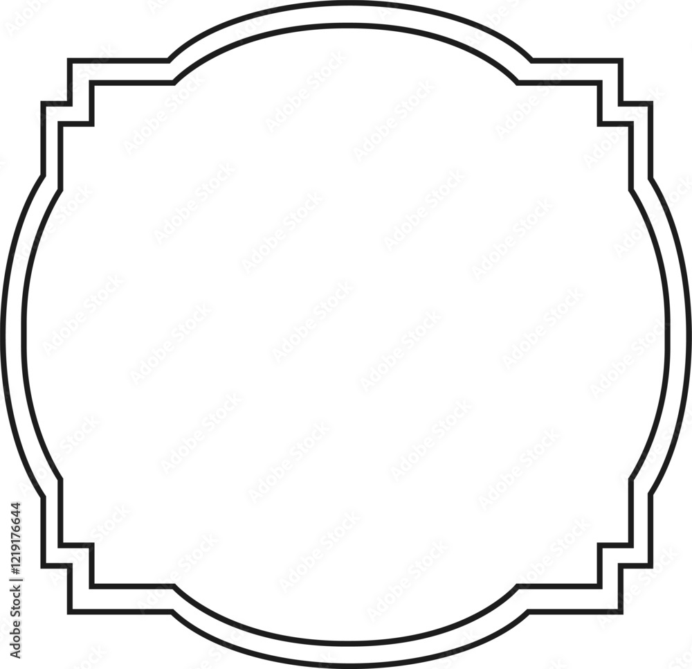 Poster rounded vintage frame featuring stepped edges, creating a classic and elegant design. perfectly suit