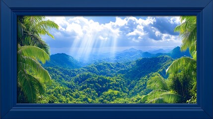 Lush Tropical Rainforest Landscape Framed View