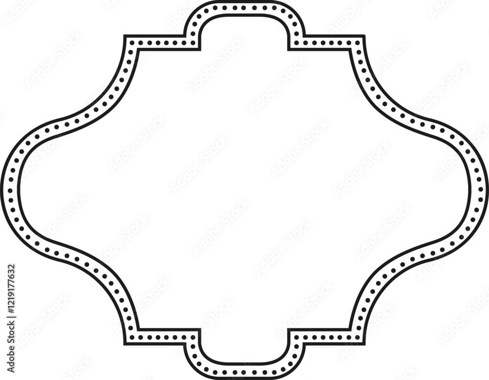 Poster elegant black and white dotted border creating an empty space for text or other design elements, per