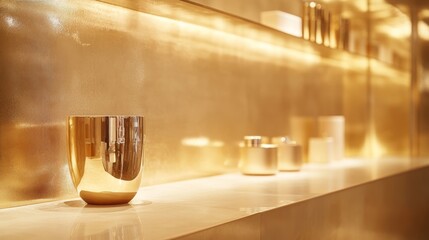 Golden Interior Design Showroom with Exquisite Gold Display