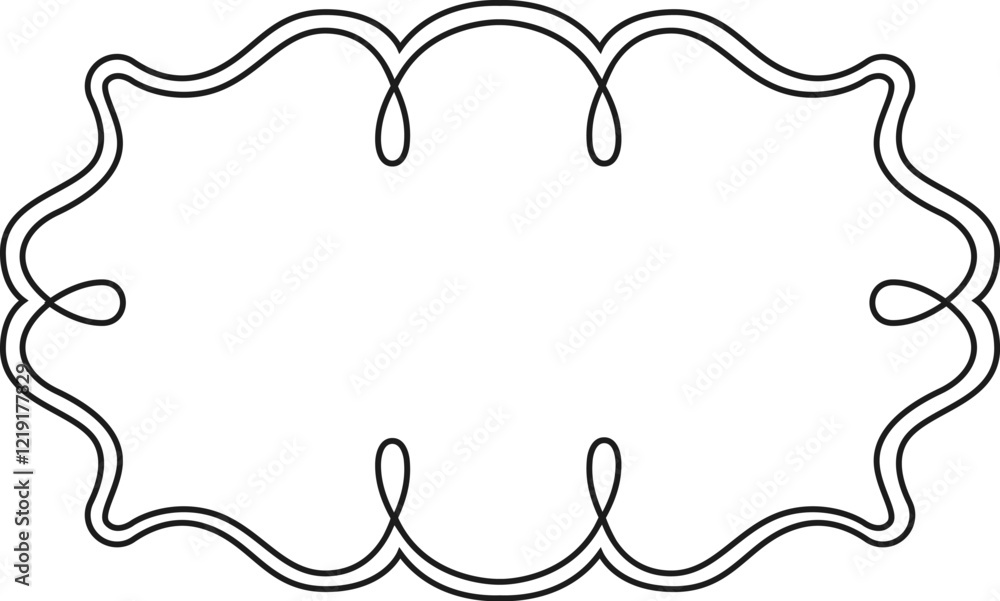 Poster wavy double lines forming an elegant and decorative frame, featuring intricate swirls and ample copy