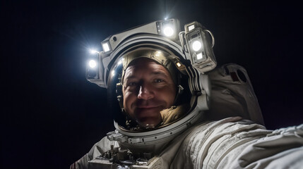 Astronaut in a spacesuit taking a selfie