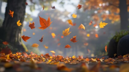 Autumn Leaves Dancing in the Wind: Breathtaking Fall Scene